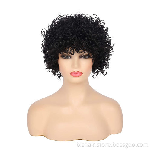 Short curly hair real human hair wig suitable for women Bob wig deep water wave without front lace wig real human hair curly hai